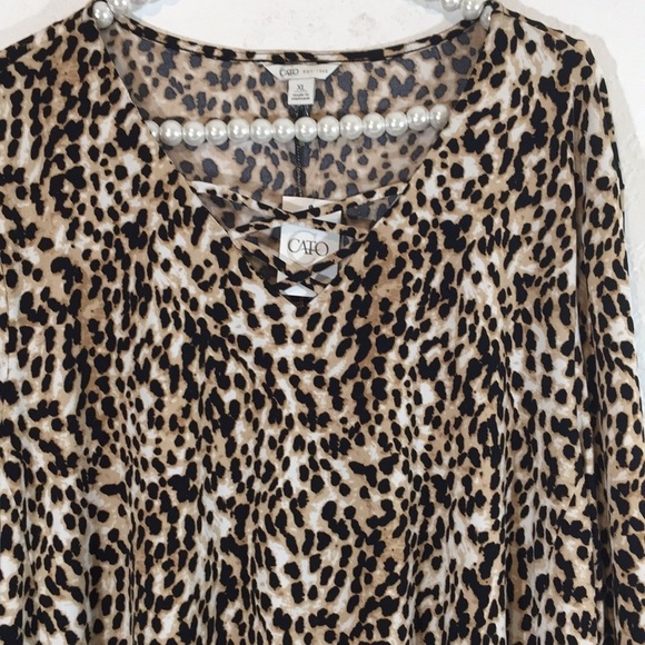CATO Leopard Print Blouse Criss Cross Detail New - Picture 2 of 6